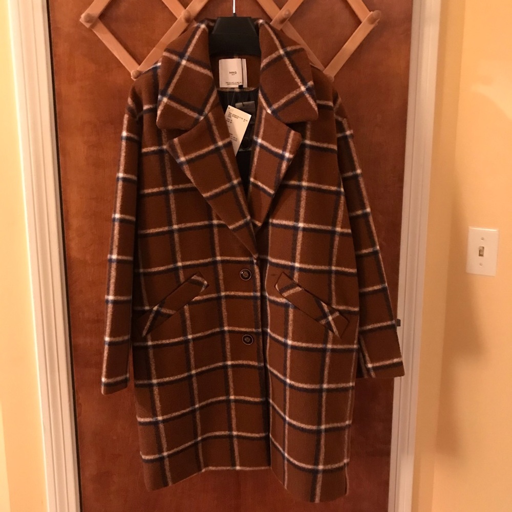 NWT Mango plaid coat